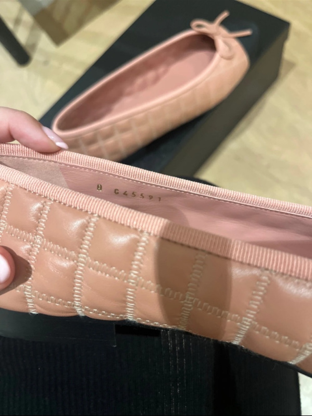 CHANEL Quilted Ballet Flat in Dusty Rose